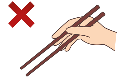 <p>Keeping them parallel: Do not place your middle finger between the two chopsticks, so that you can bring them together easily.</p></li>